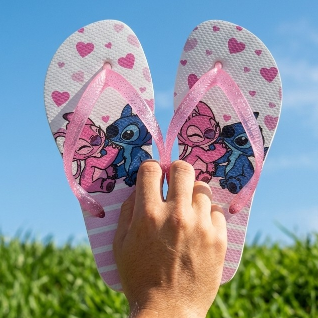 Chinelo Infantil Feminino Estampado Rosa Casual Leve Confortável Antiderrapante Tam 25 ao 31/32 Bom