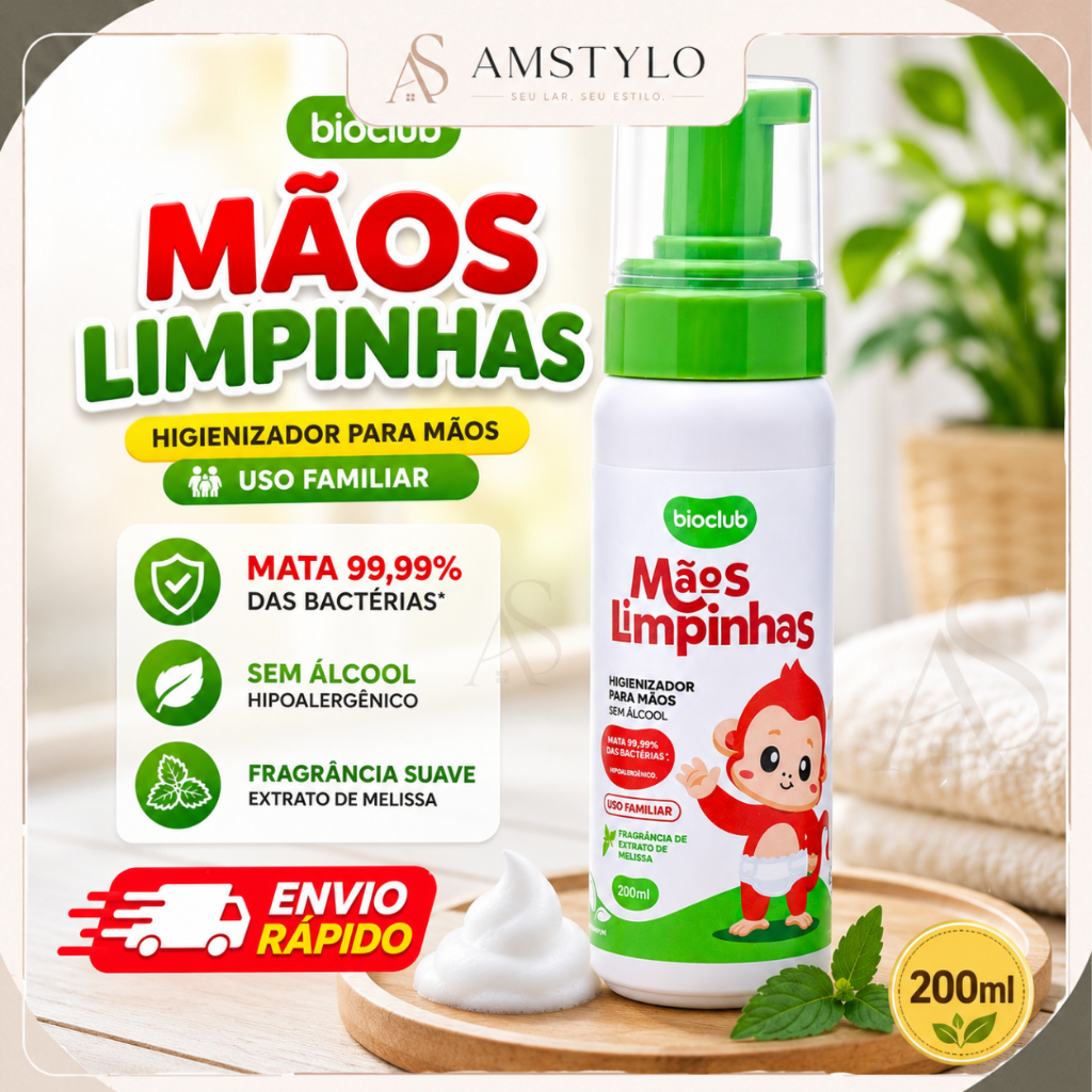 Higienizador Mãos Limpinhas Infantil Menina e Menino 200ml Criança Tudo Limpinho Mãe