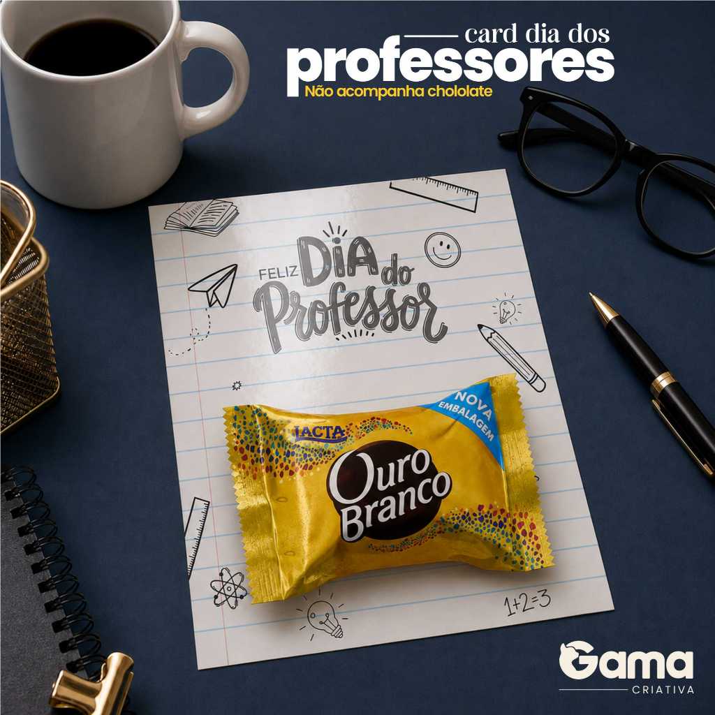 Cartão dia dos professores - 9x10 cm - Somente frente - verniz total - Papel 300g