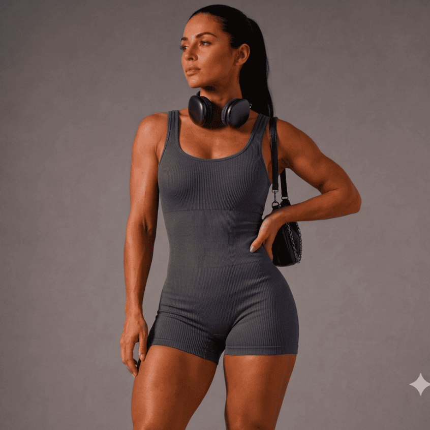 Macaquinho de Academia Fitness Canelado Feminino Preto Sem Transparência Ideal para Treinos Yoga Crossfit Gringo