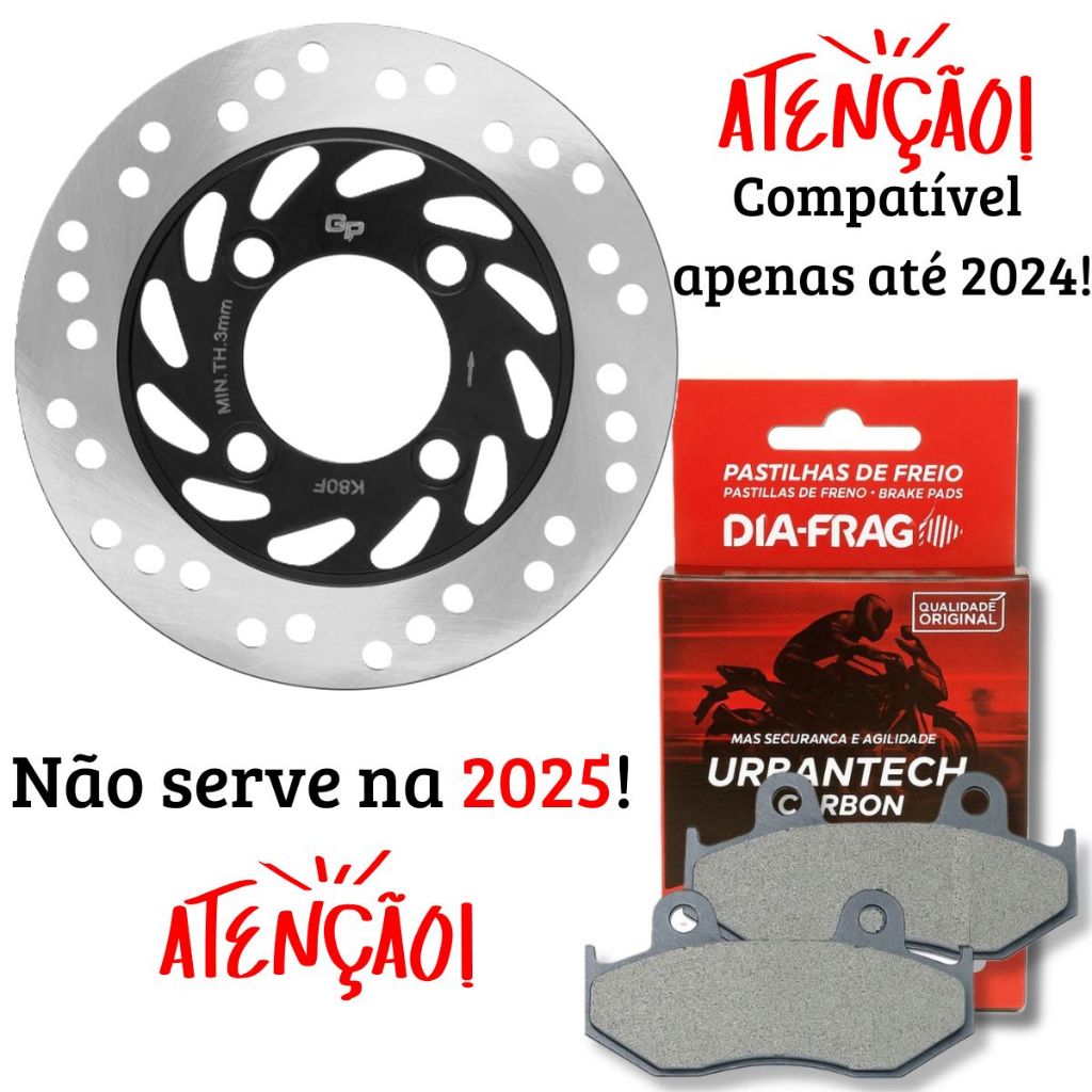 Disco de Freio Dianteiro P/ Honda Elite 125 2019-2024 + Pastilhas Diafrag