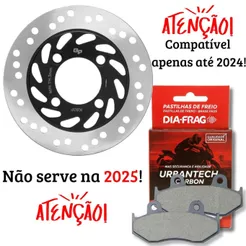 Disco de Freio Dianteiro P/ Honda Elite 125 2019-2024 + Pastilhas Diafrag