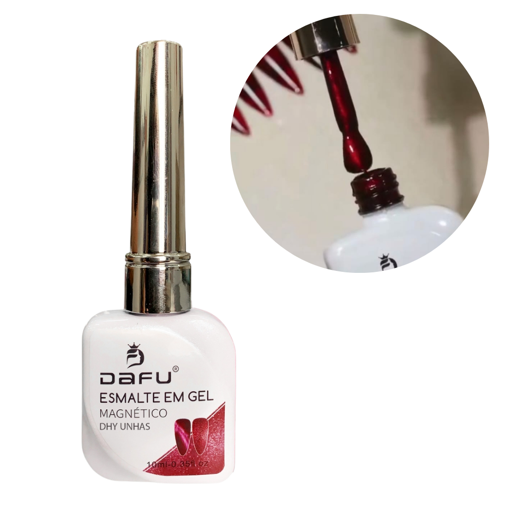 Esmalte em Gel Vermelho Magnético Olho de Gato 10ml DAFU