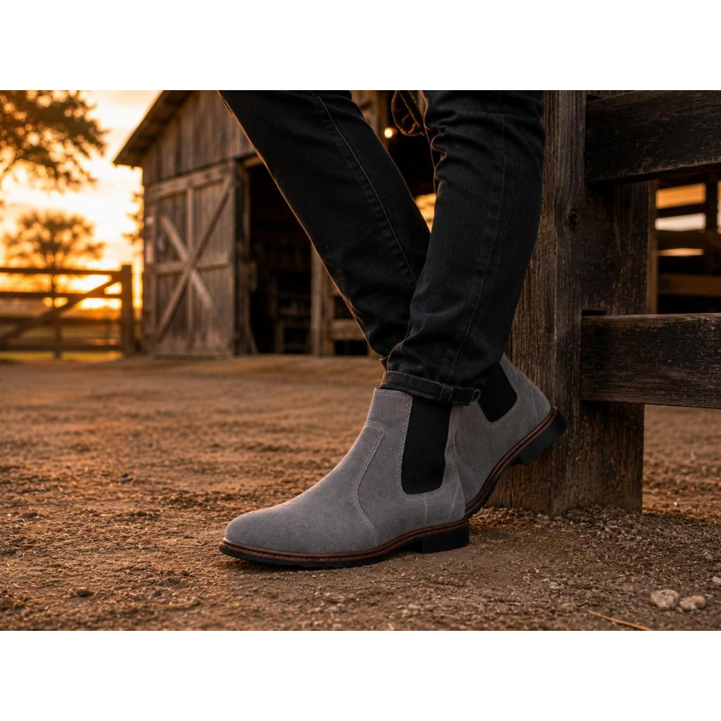 Botina Chelsea Colorado Casual Masculina Em Couro Camurça London