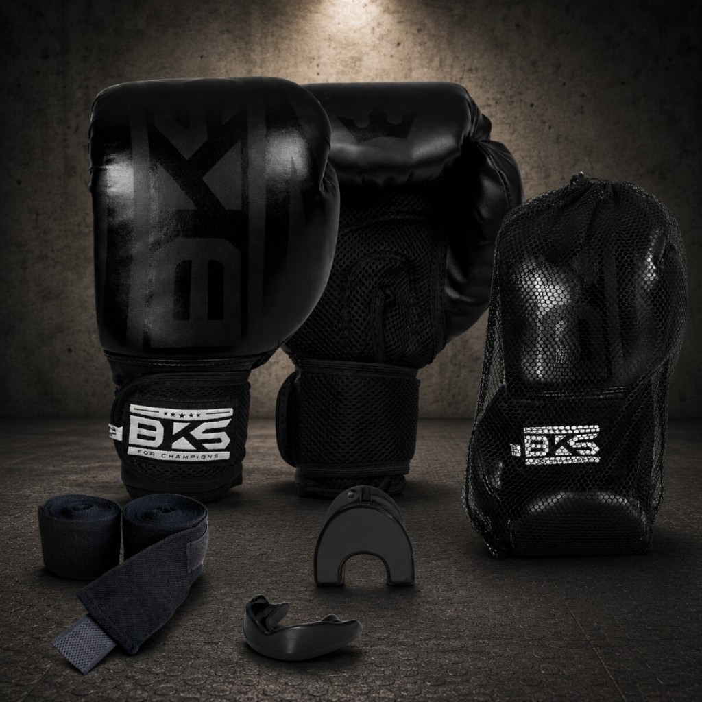 Kit Luva Boxe Muay Thai Kickboxing BKS Boxing Bandagem 3m Bucal 8oz 10oz 12oz 14oz 16oz