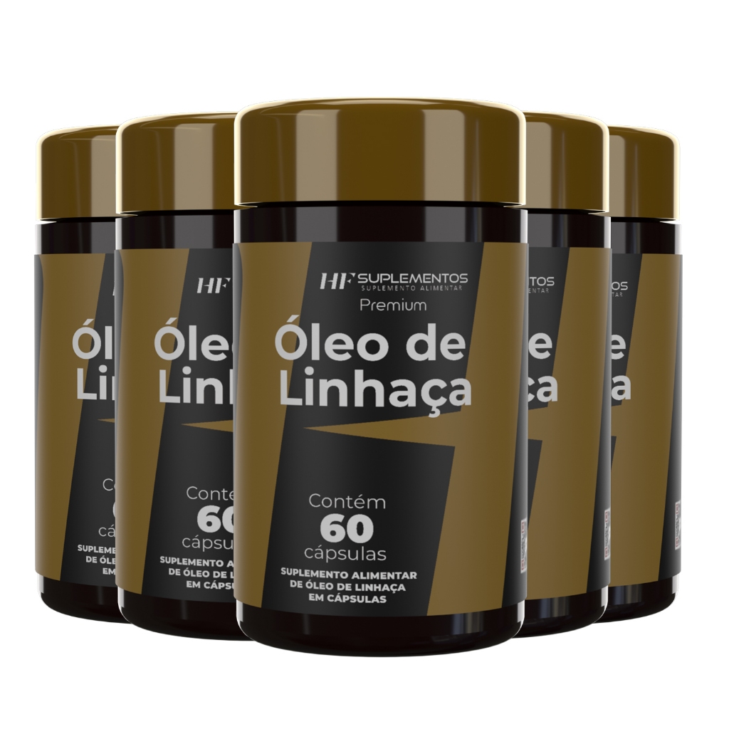 5X OLEO DE LINHAÇA 60CAPS PREMIUM HF SUPLEMENTOS