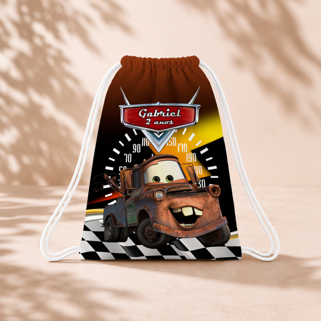 10 Mochila Personalizada Infantil 18x26 Sacolinhas Surpresa Festa Aniversário Lembrancinha Carros Mate