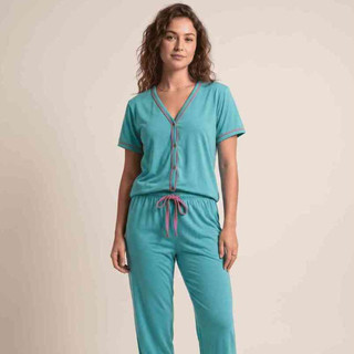 Pijama Feminino Blogueira Calça Manga Curta Confortável Premium Inverno Macio