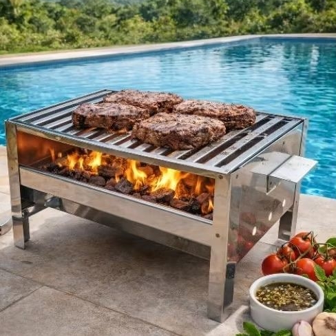 churrasqueira galvanizada portátil camping varanda com grelha em inox🔥