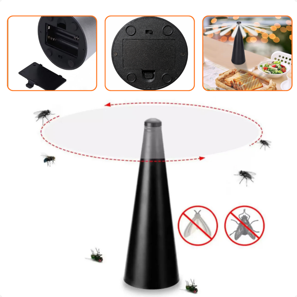 Ventilador Espanta Mosca Repelente Mesa Pilha Armadilha 1 e 2 unidades Insetos Mosquito Restaurante Jardim Helice Segura