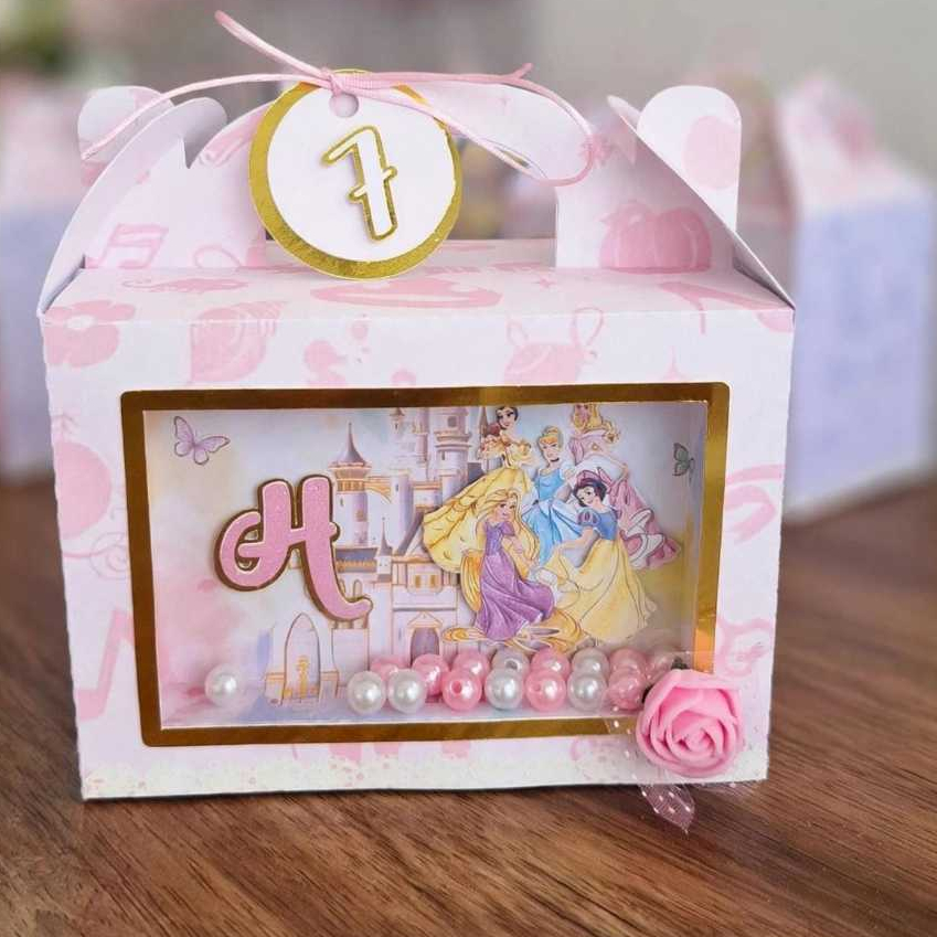 ✨ Maletinha Vitrine de Luxo - Princesas Disney - Papelaria Personalizada - Lembrancinha de Festa