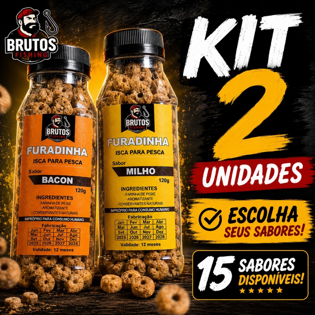 Kit 2 Ração Furadinha Isca Para Pesca Tambaqui Pacu Tambacu Patinga 120g Brutos Fishing
