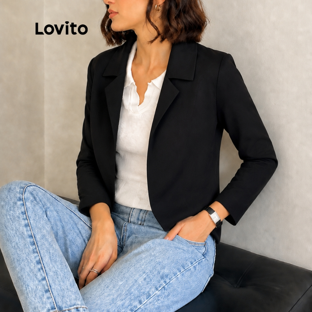 Lovito Blazer Elegante Feminino em Malha BZB16801710