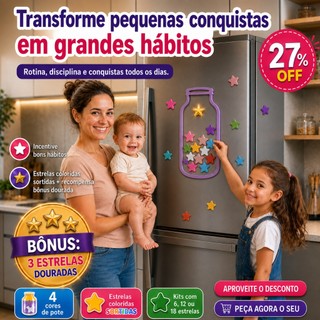 Pote de Recompensa Infantil Magnético Quadro da Rotina de Estrelinhas (ER NEXUS)