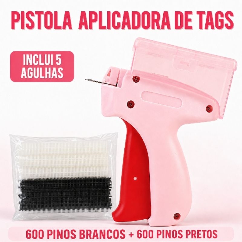 Máquina De Costura Rápida Aplicadora de Tags para Roupas Conserto 600 Tags Preto + 600 Tags Branco