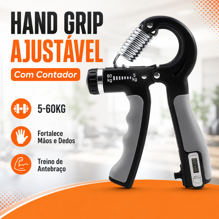 Hand Grip Flexor De Punho Com Mola Ajustável e Contador Digital 5-60kg Fortalecedor Antebraço Mãos