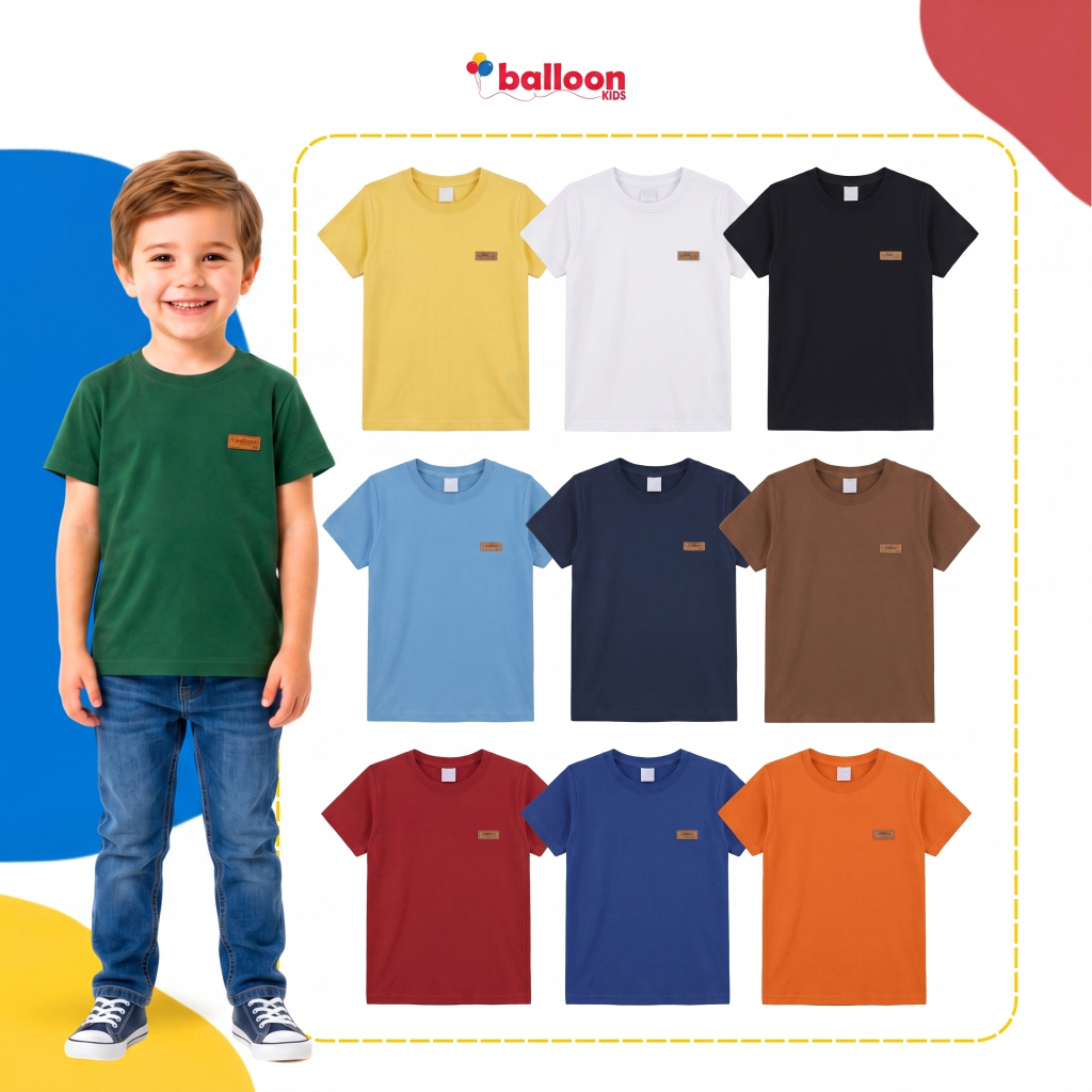 Kit 5 Camisetas Lisas Menino Sortidas Básicas Manga Curta Infantil Verão