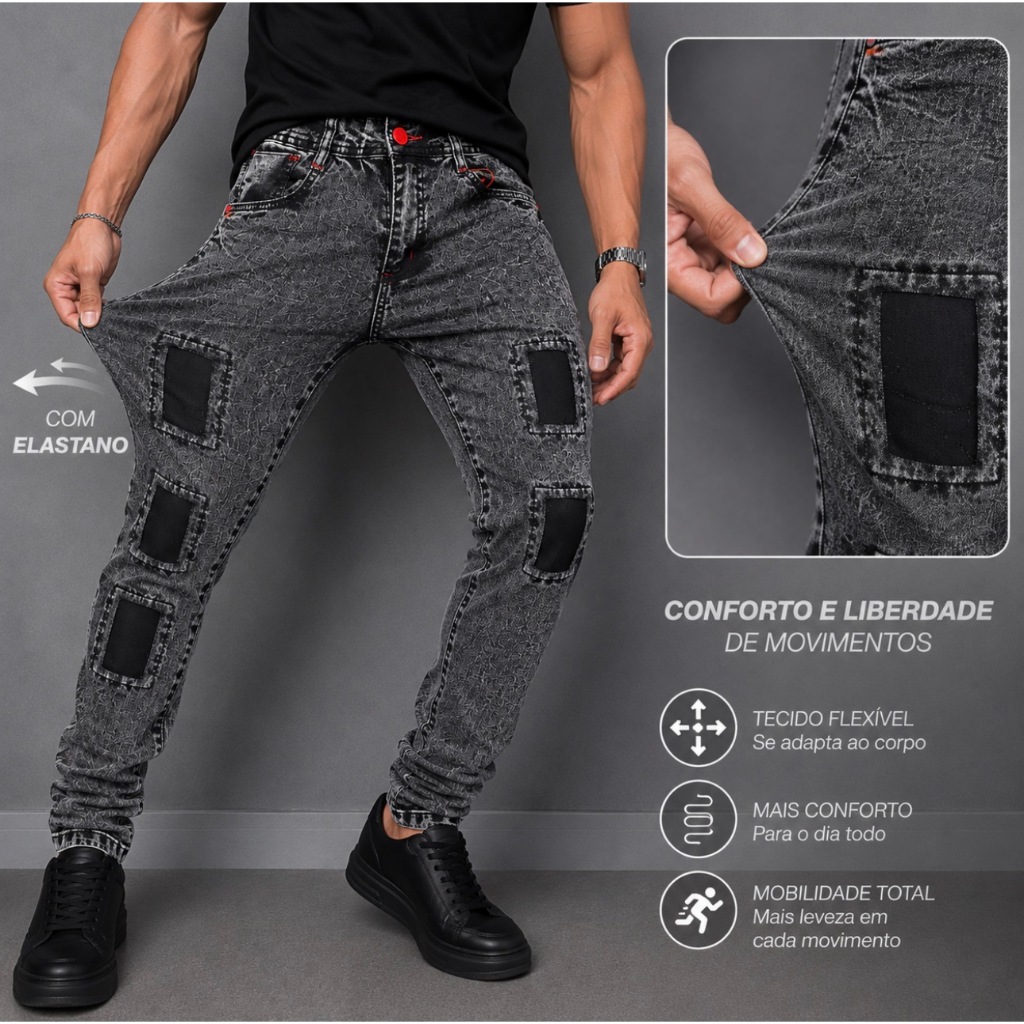 Calça jeans Masculina Estilo jogador Original Lizvit Jeans
