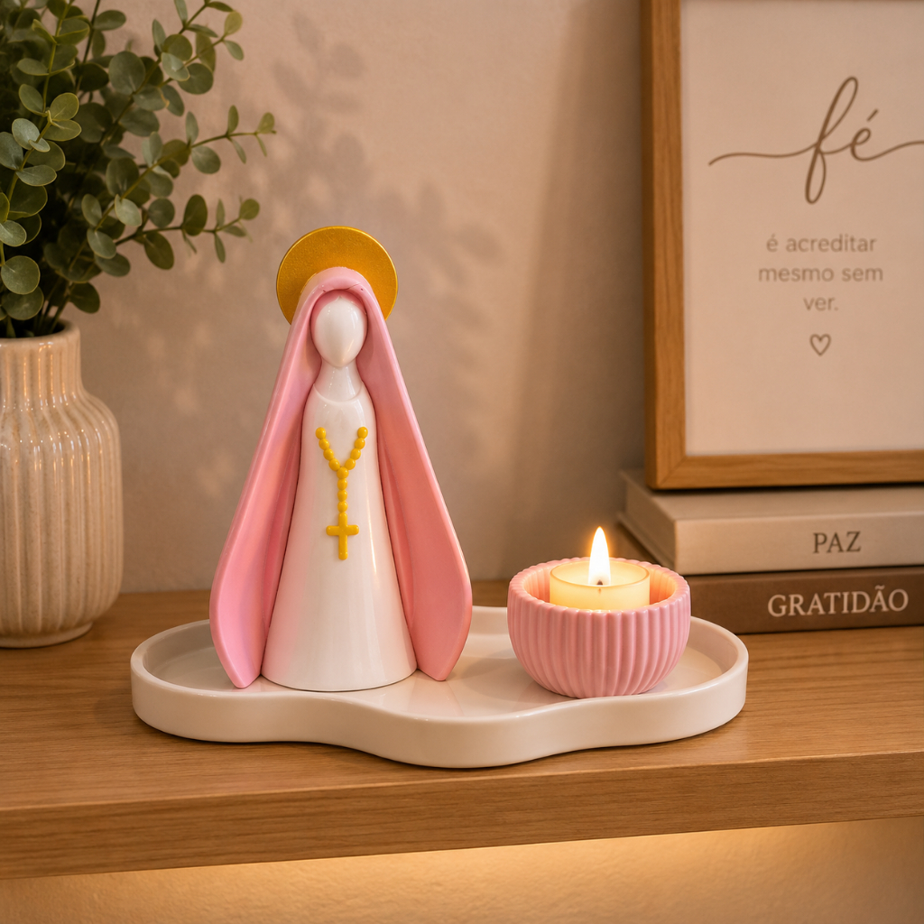 Imagem Nossa Senhora Aparecida Santinha 3D Minimalista Decoração Religiosa Católica Presente Lembrancinha
