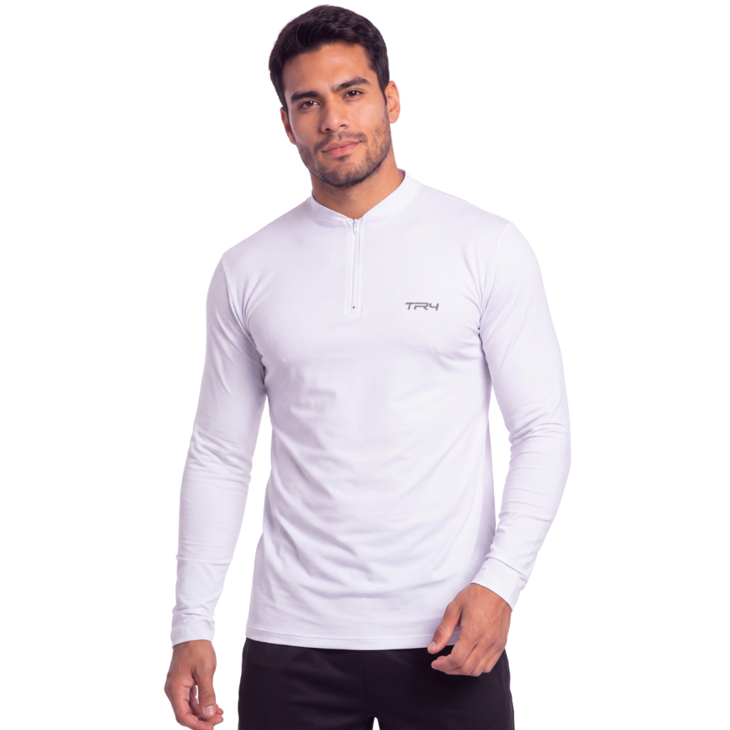 Camisa Camiseta Masculina Proteção Solar UV Térmica Zíper Casual Academia Corrida Trabalho