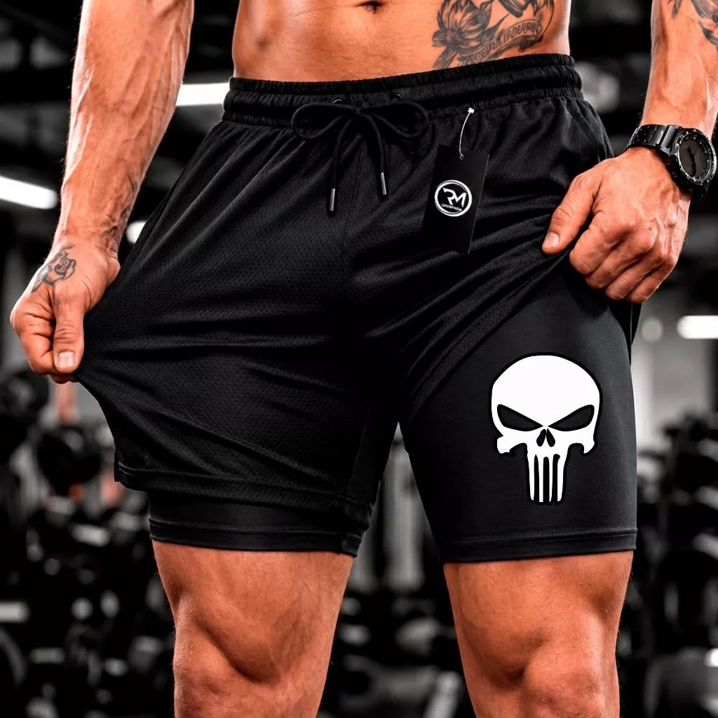 Bermuda Compressão Academia Corrida Estampada Treino Masculina Short Fit Elastano Qualidade Premium