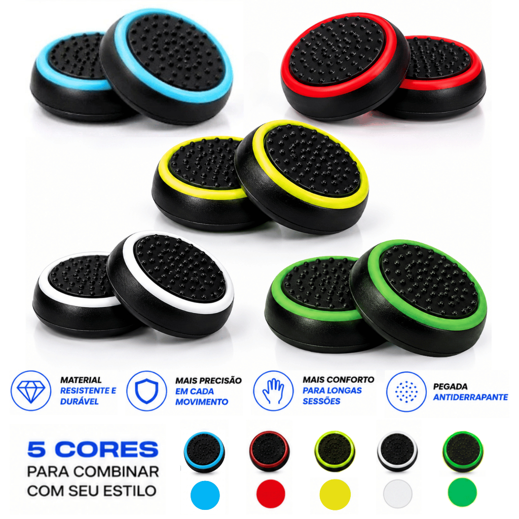 Par Grip Para Controle PS2 PS3 PS4 PS5 Xbox 360 Xbox One Series S X Com Cravos Silicone Antiderrapante Par Borrachinha