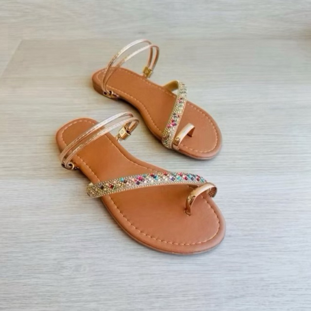 Sandália Papete Feminina com Strass Brilho Confortável Tendência Verão Rasteira
