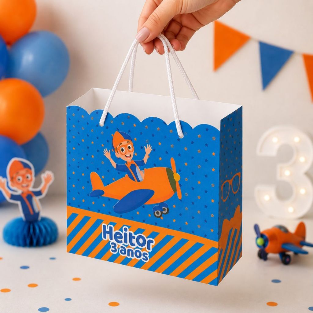 Sacolinha Blippi -  Lembrancinha aniversario - Caixinha Personalizada - Festa Infantil - Aniversario