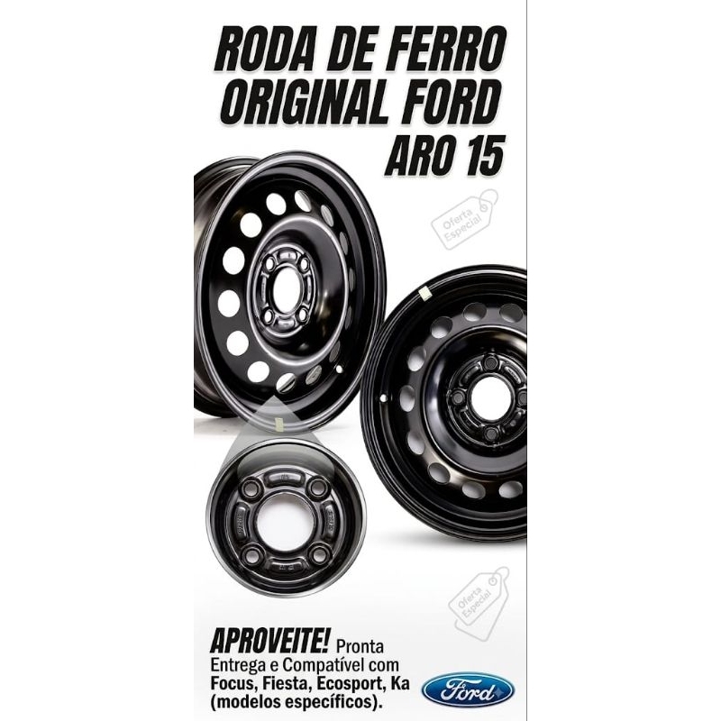 Roda de Ferro Original Ford aro 15 ( Ecosport, Ford Ka, New Fiesta) Serve em todos os modelos Ford ( Usada )