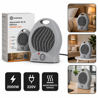 Aquecedor de Ar Elétrico 2000W Termo ventilador Portátil, aquecedor, elétrico, termoventilador, ar, portátil