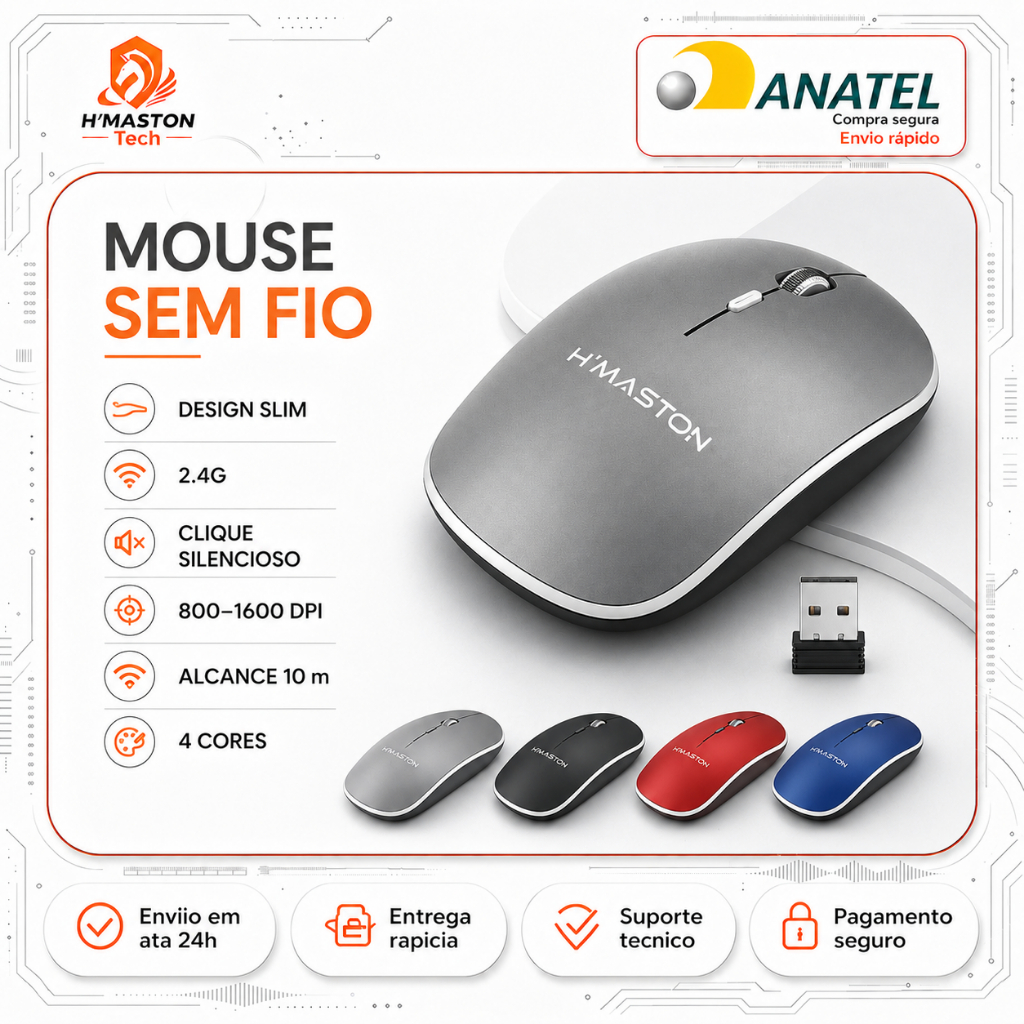 H'maston E-1600 Mouse Sem Fio Para Notebook Mouse Gamer Sem Fio Mause Mouse Bluetooth Mouse Ergonômico Sem Fio