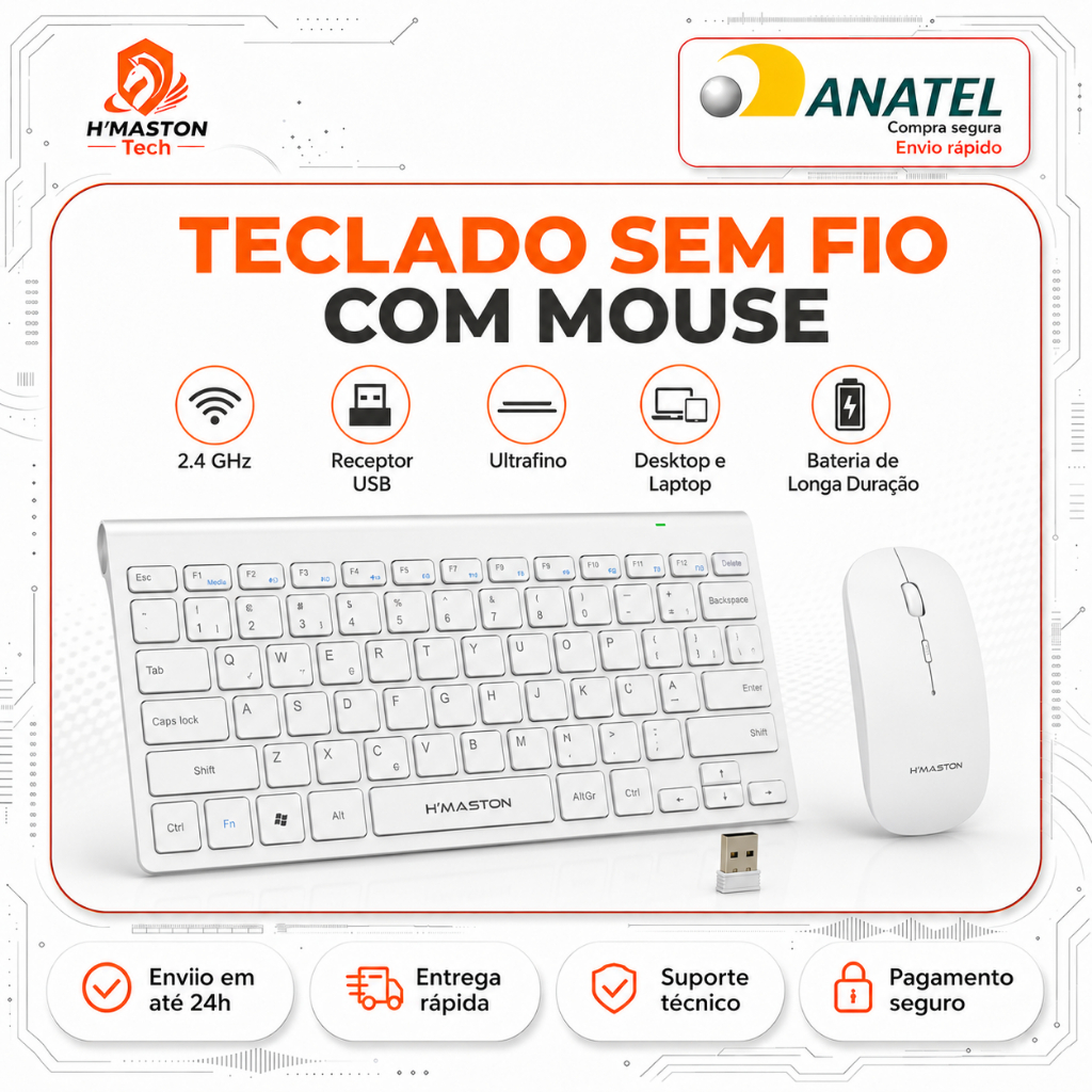 H'MASTON JP102 Kit Teclado e Mouse Sem Fio Teclado e Mouse e Teclado Sem Fio Para Computador Kit Mouse e Teclado Sem Fio