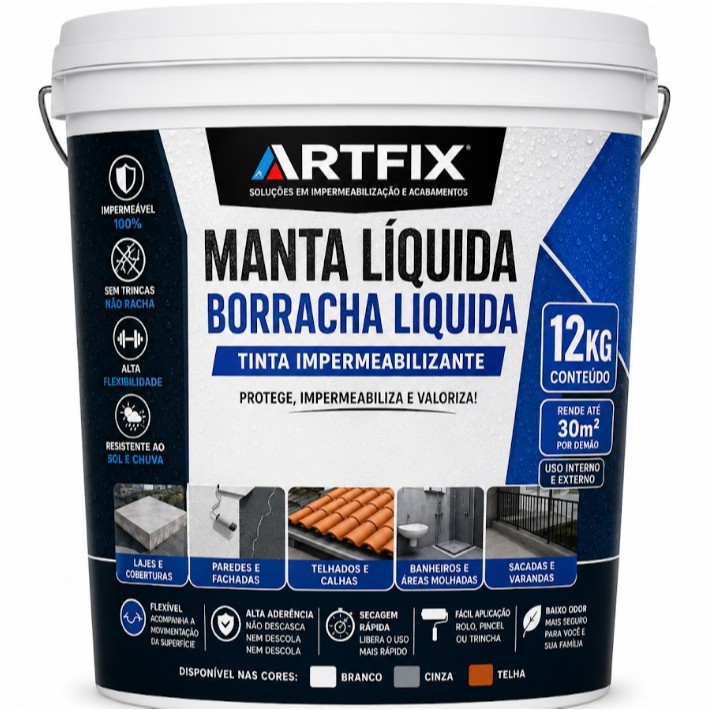 Manta Líquida Emborrachada 12 Kg P/ Área Externa Interna -Acetinado - Preço Baixo