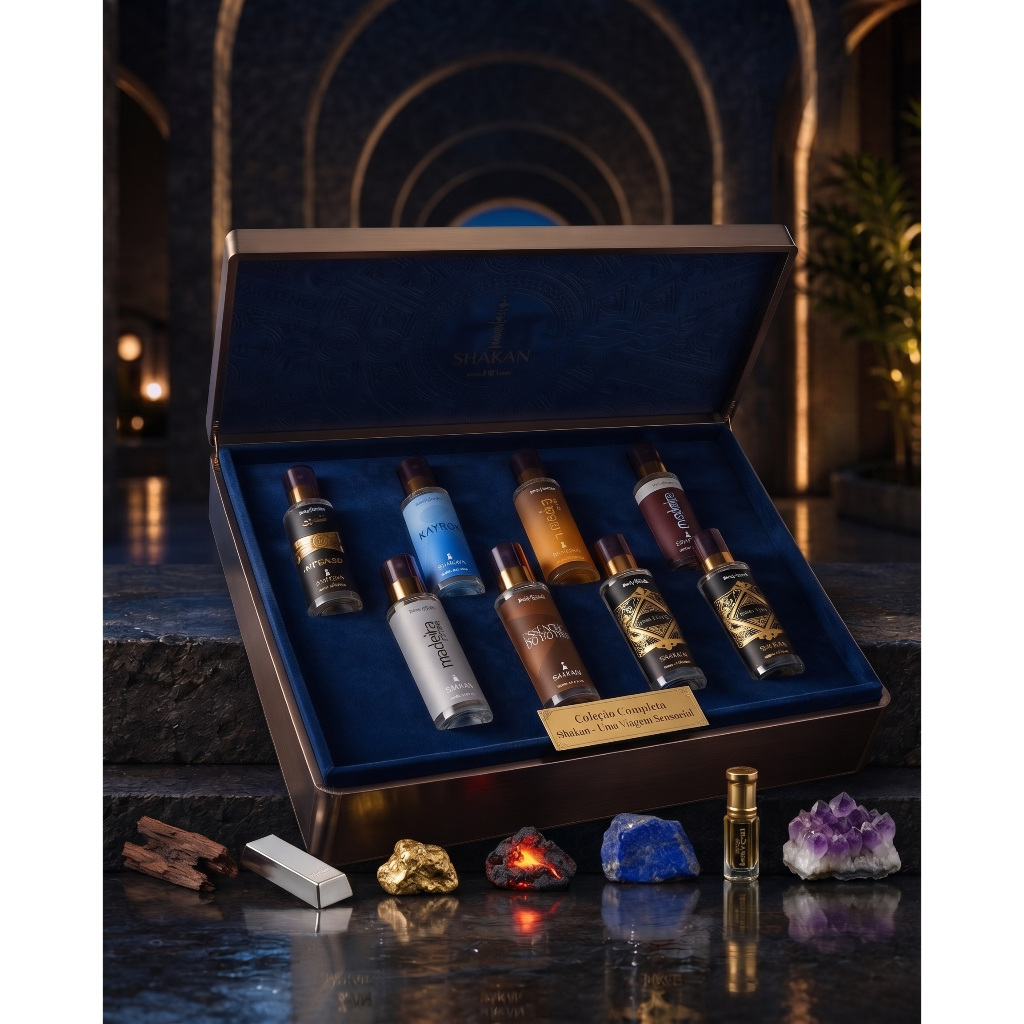Kit 7 Perfumes Masculinos Shakan 60ml Body Splash Fragrâncias Variadas Presente para Homem Perfumaria