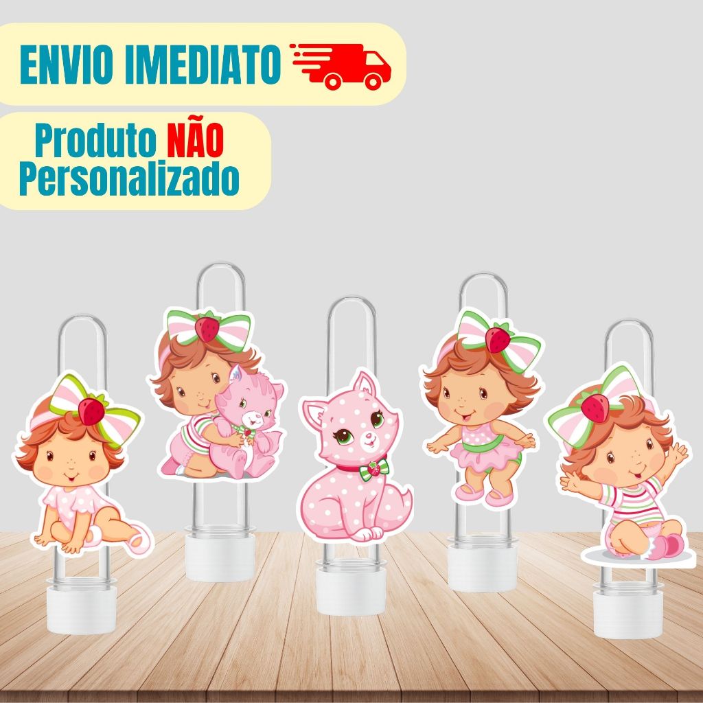 Aplique Tag Para Tubete Moranguinho Baby | Personalizado | Lembrancinha Festa Infantil | Aniversário