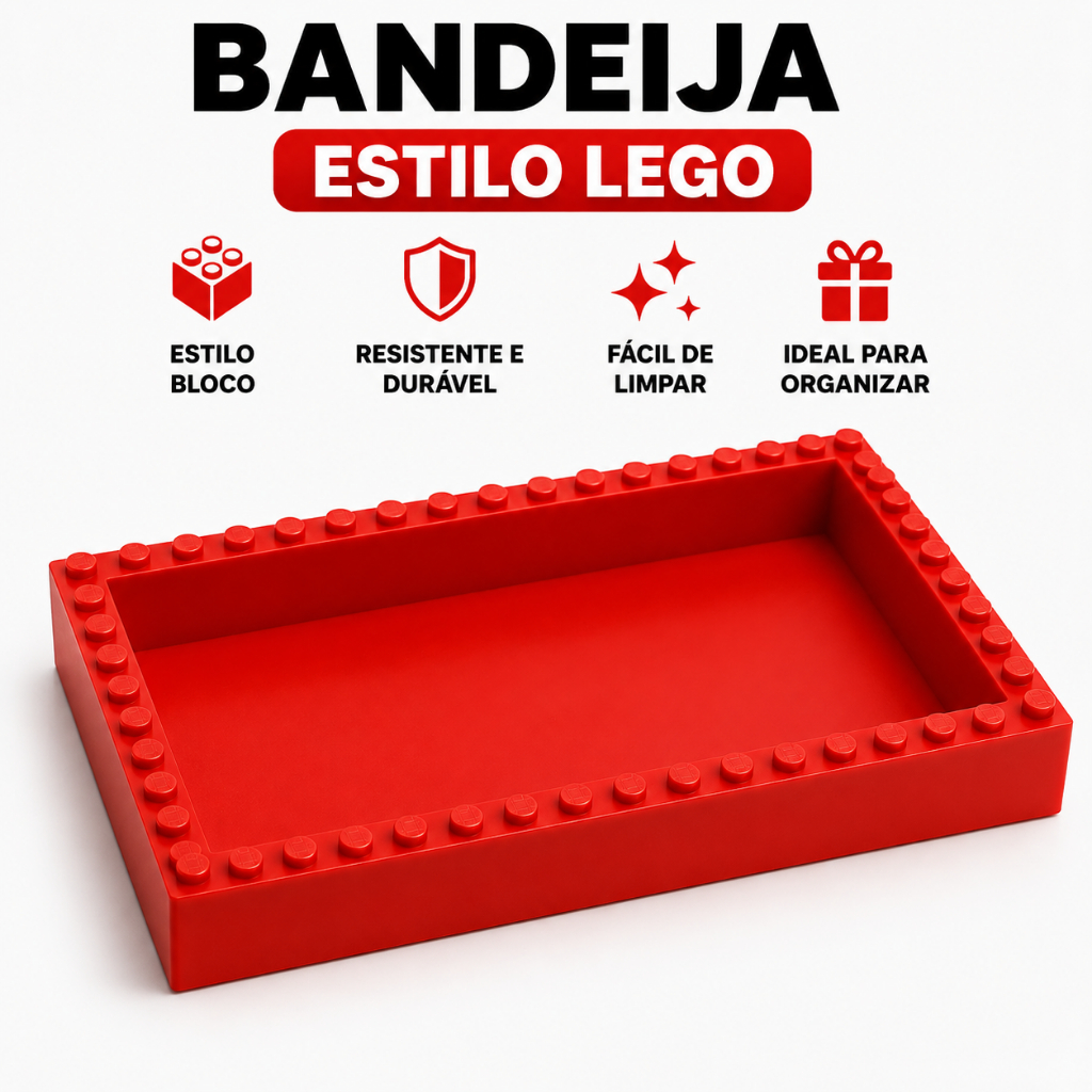 Bandeja Organizadora Decorativa Estilo Blocos para Banheiro Penteadeira Perfumes Cosméticos Maquiagem Joias Acessórios