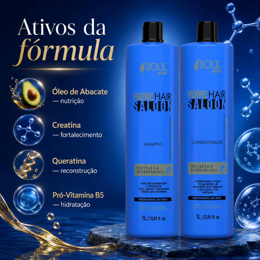 Kit Shampoo e Condicionador 1Litro Profissional Tratamento Capilar Nutrição Queratina D-Pantenol