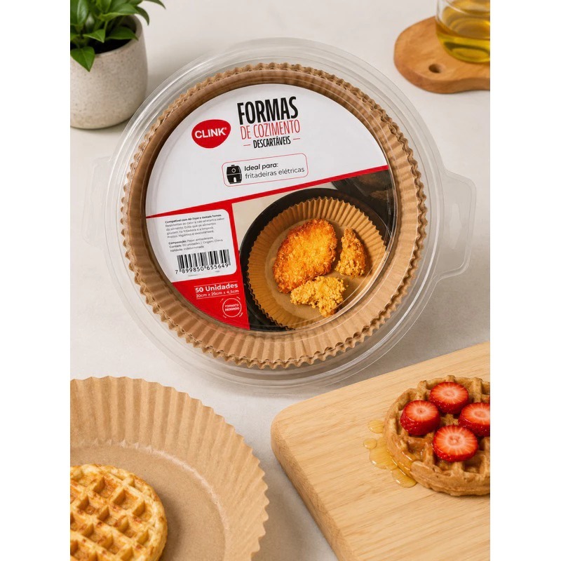 KIT 50PCS FORMAS REDONDA FRITADEIRA ELÉTRICA PAPEL DESCARTAVEL 20CM X 20CM CLINK