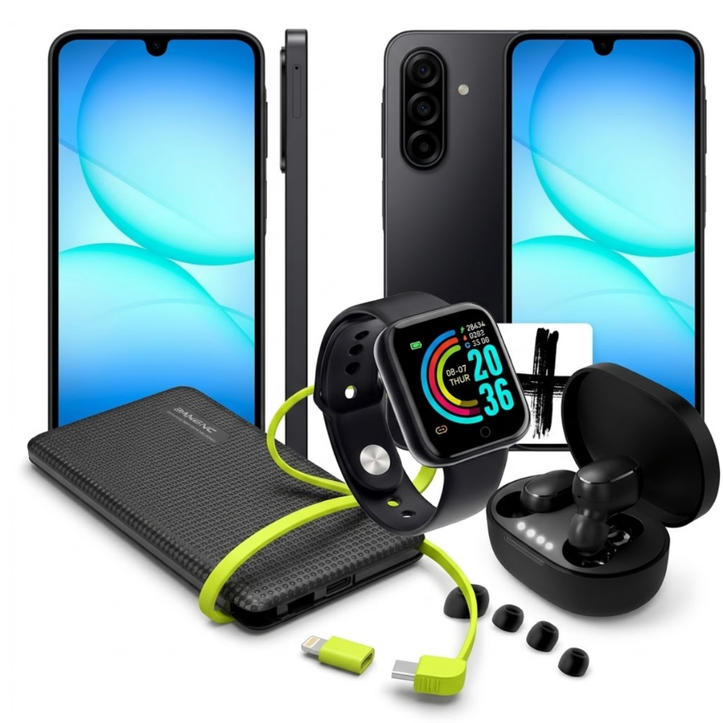 Samsung Galaxy A17 NFC 256GB 16GB RAM IA 5000mah DUAL SIM + PowerBank 10000Mah + Fone Bluetooth + Relógio Smartwatch