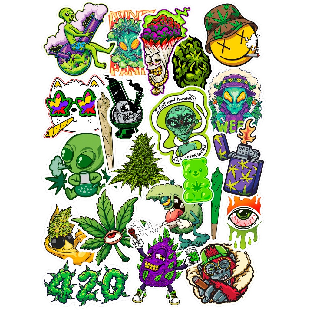 Adesivo Marijuana Cannabis Weed Erva 420 Baseado Premium Sticker Decoração