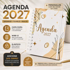 Agenda 2027 Personalizada Capa Dura | Moderna | Nome na Capa | Organização e Produtividade