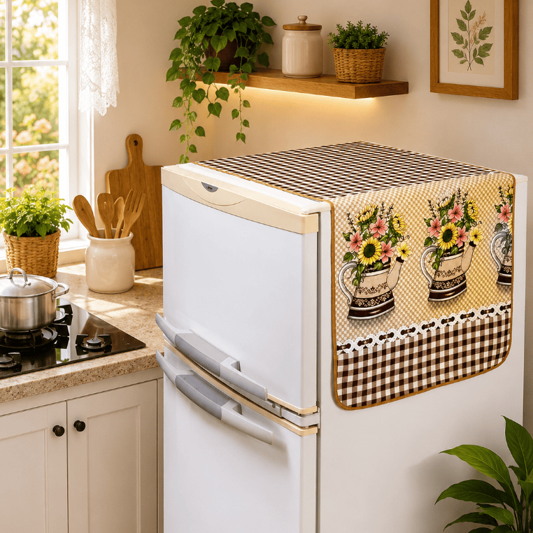 Toalha para Geladeira 140x40cm Estampada Capa Protetora Decorativa para Cozinha — imagem 2 de 2