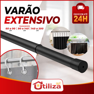 Varão Extensível Ajustável 60cm a 2m para Cortina, Box Banheiro e Suporte Cabides para Ar…