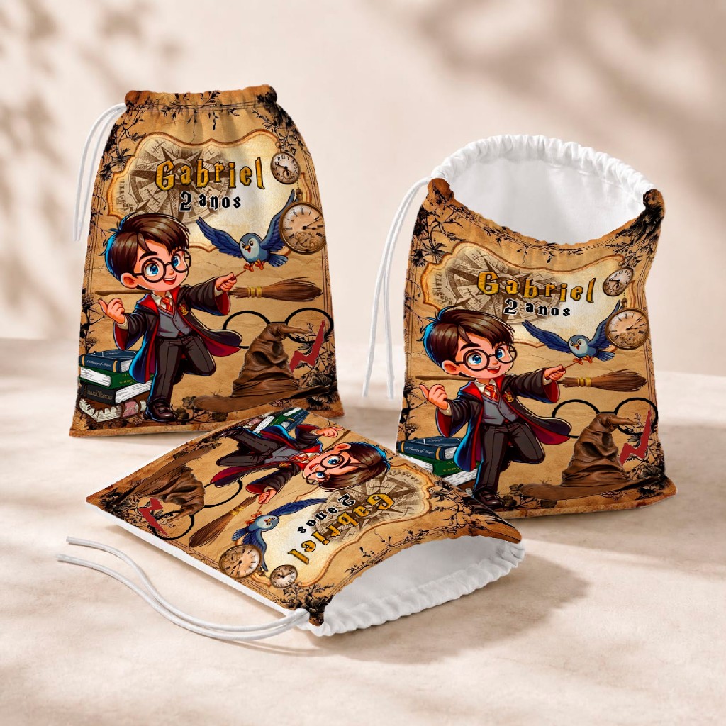 20 Sacolinhas Personalizada Festa Infantil 18x26 Aniversário Lembrancinha Harry Potter M4