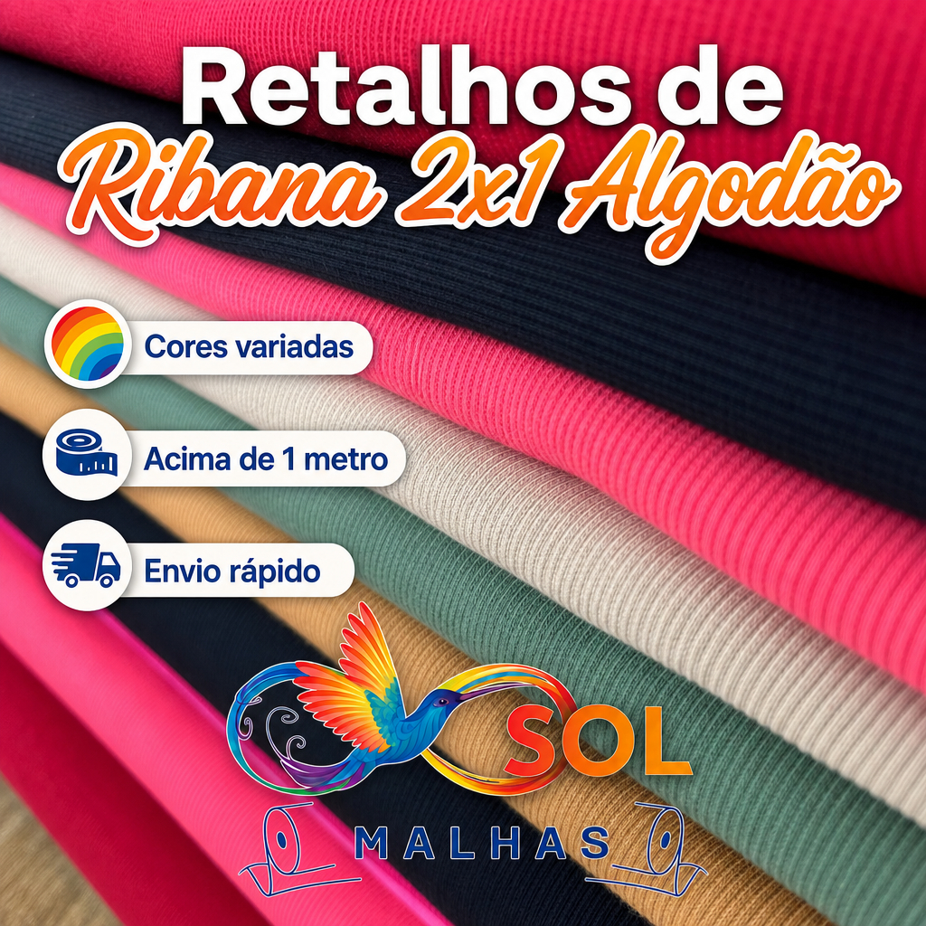 Retalho Ribana Caneladinha Algodão Lisa  1kg
