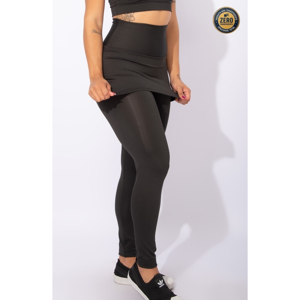 Calça Legging Suplex Saia Tapa Bumbum Cintura Alta Fitness ZERO TRANSPARÊNCIA