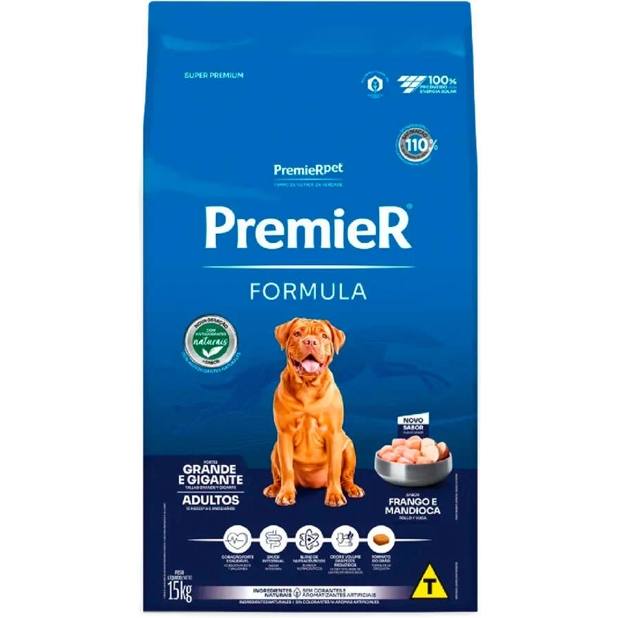 Ração Premier Fórmula Cães Adultos Raças Grandes Sabor Frango 15 kg