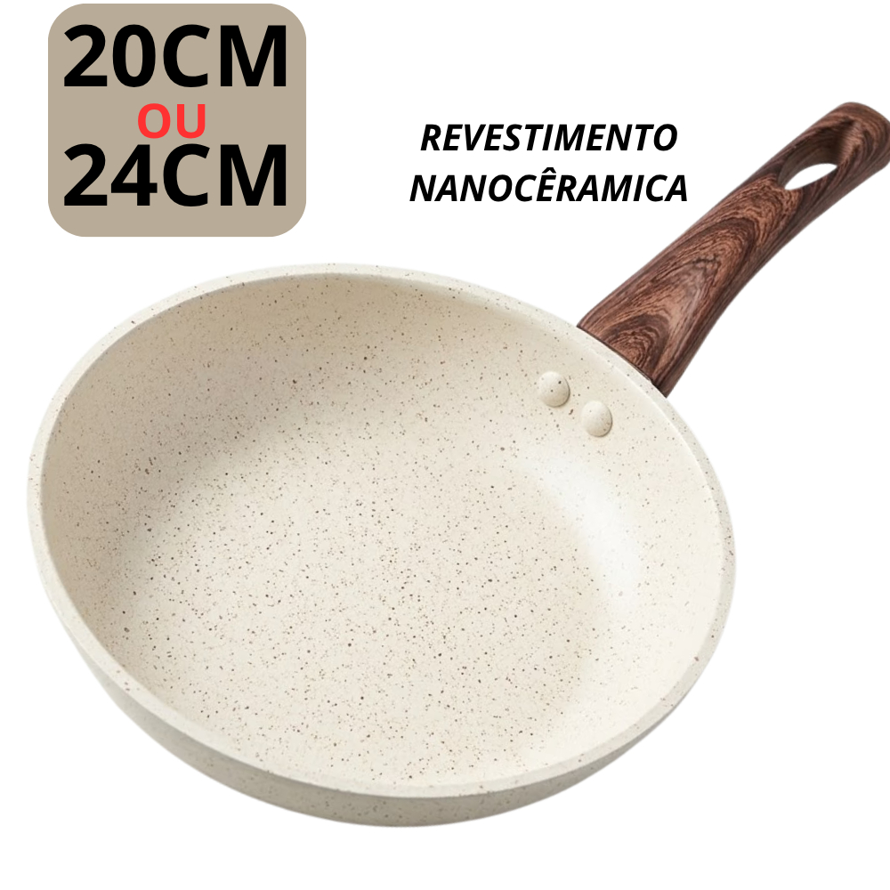 Frigideira Antiaderente Revestimento Nanocerâmico Granito Vermelho Azul Fogão Indução Gás 20cm 24cm
