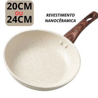 Frigideira Antiaderente Revestimento Nanocerâmico Granito Vermelho Azul Fogão Indução Gás 20cm 24cm