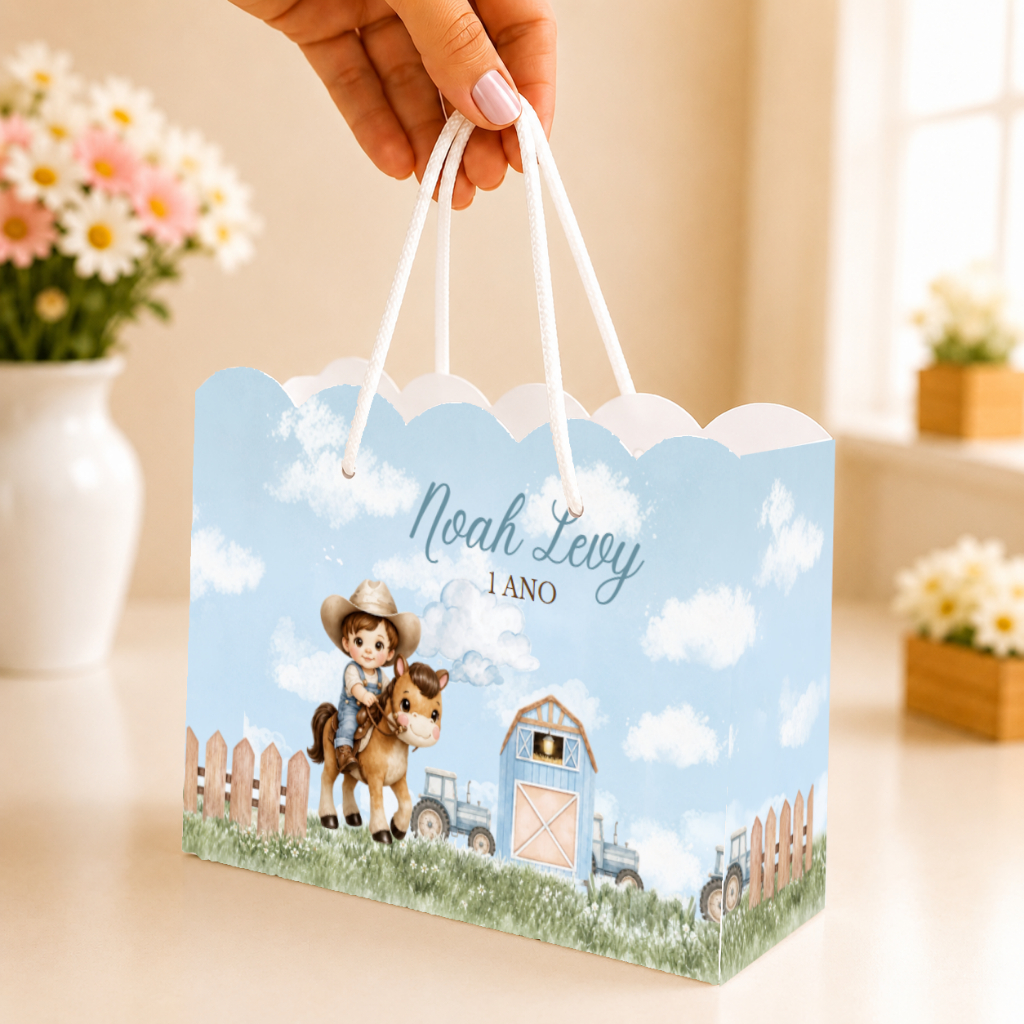 KIT Sacolinha personalizada Fazendinha menino - sacola personalizada para festa - lembrancinha de aniversário